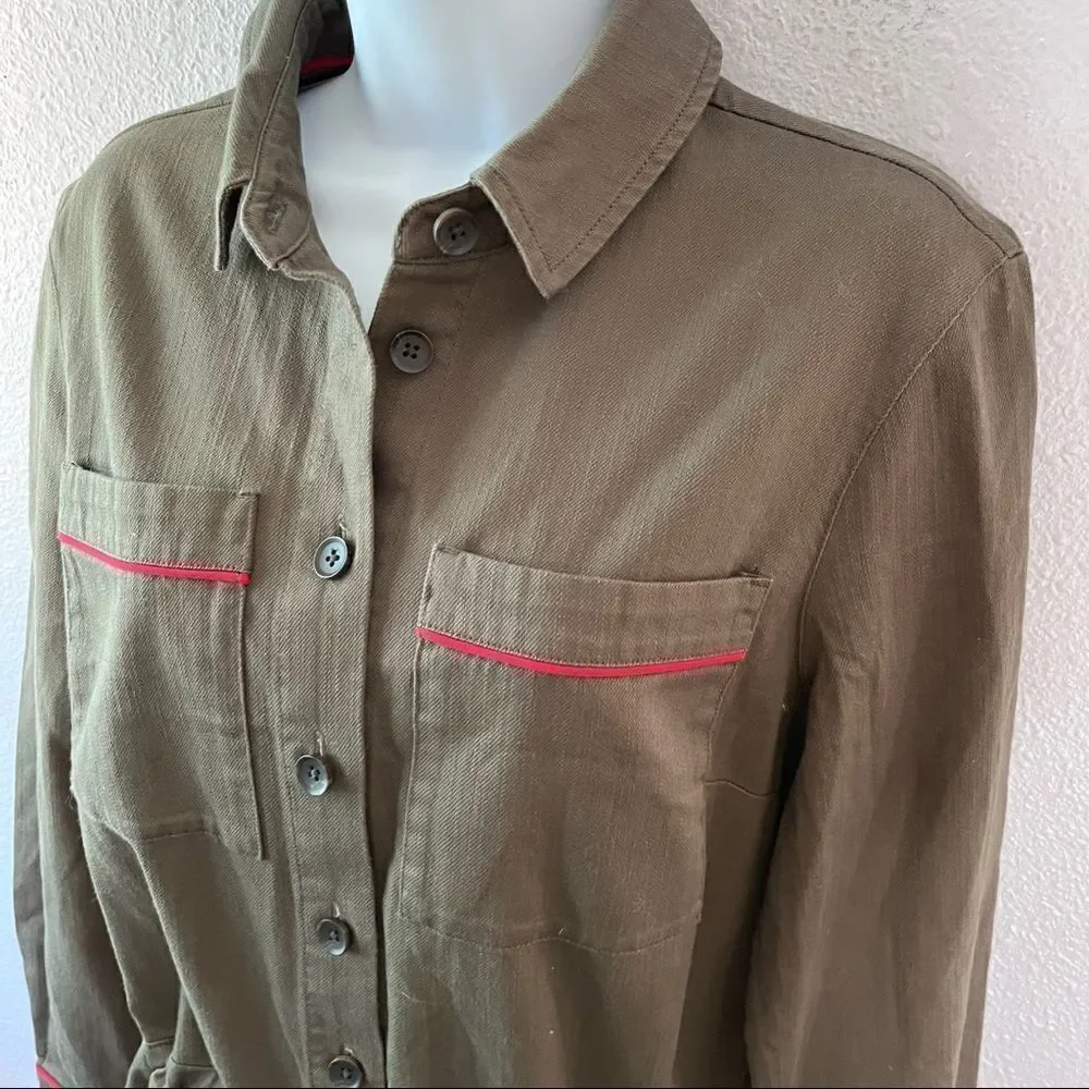 Boden Olive Denim Jumpsuit